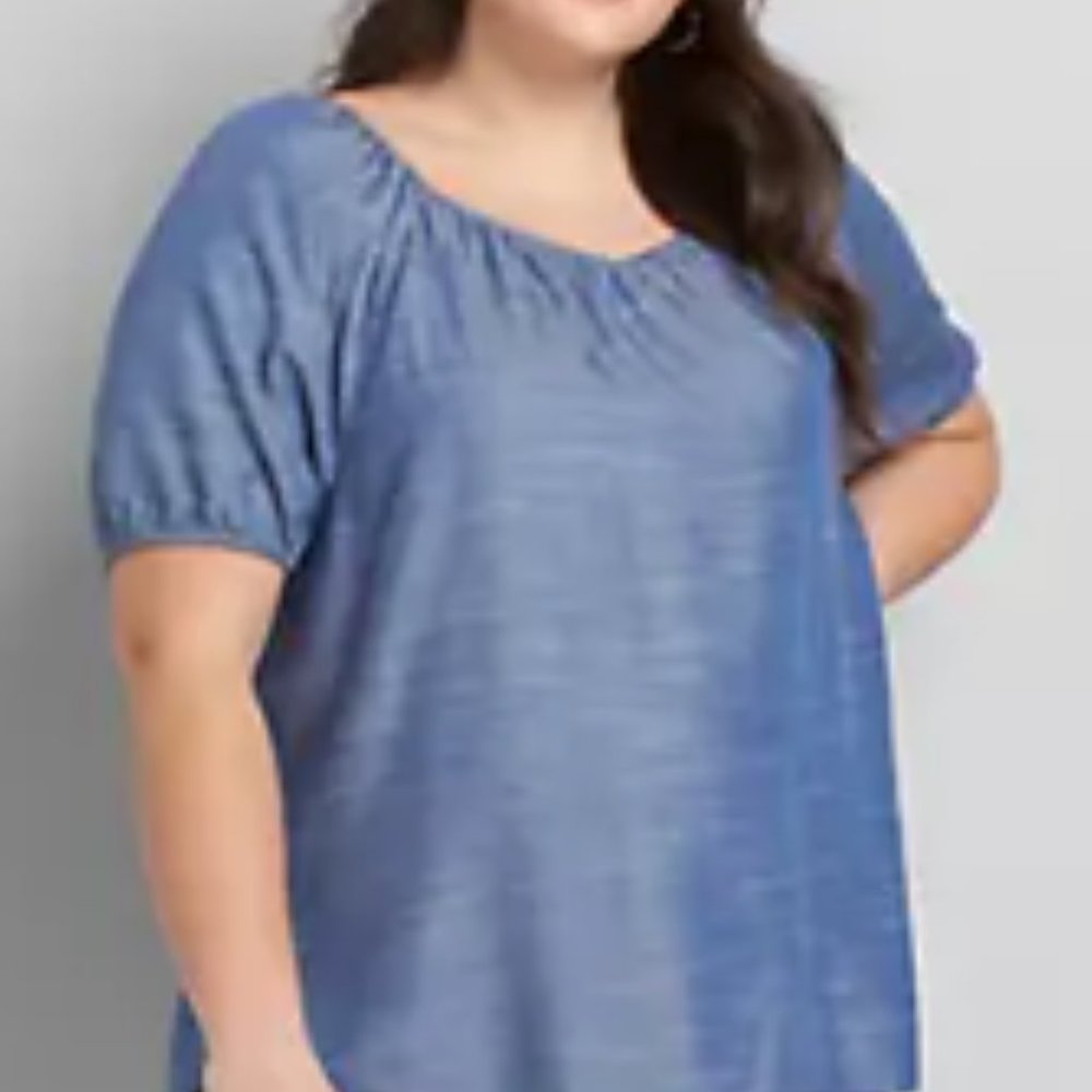 Lane Bryant Chambray Top, Sz 26